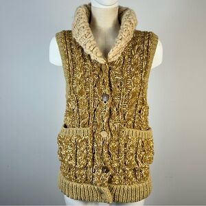 Homemade Cotton Cozy Knit Vest with Cream Collar S-M